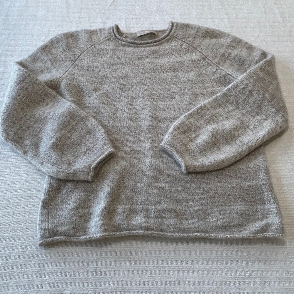 Gobi Organic Cashmere Sweater XL Taupe Oatmeal Crewneck Raglan Knit Top